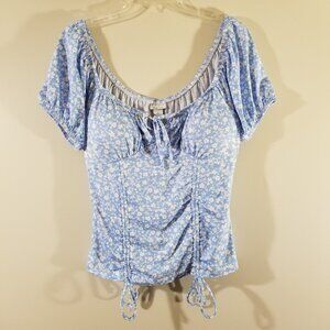 Rue21 Floral Blue Short Sleeve Blouse